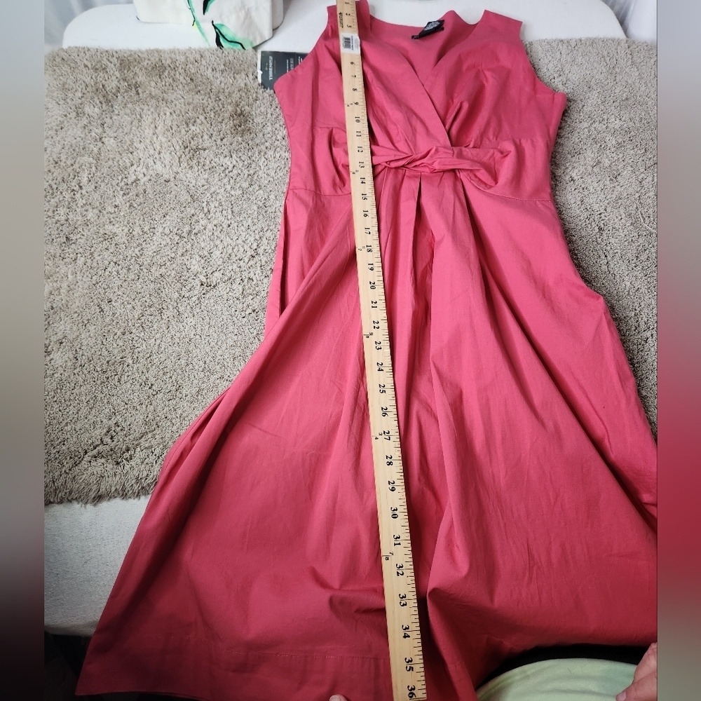 New York & Co. Stretch Pink Midi Dress with Twist Knit in Front Size is 6 - Picture 3 of 9